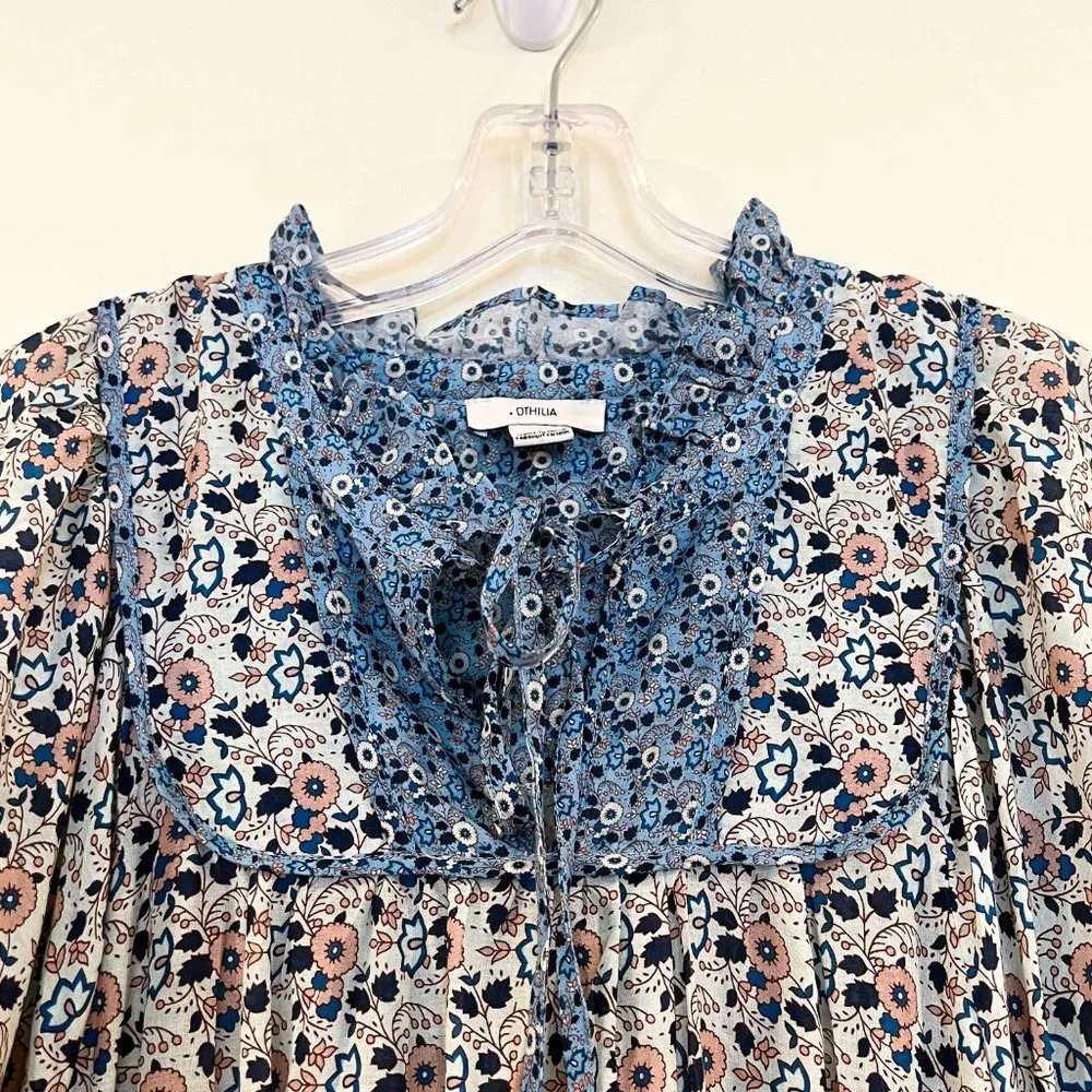Othilia Anthro Floral Ruffle Sleeve Floral Cottagecore Bohemian Maxi Dress S - Picture 9 of 12